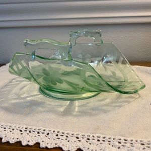 Unique green glass dish
